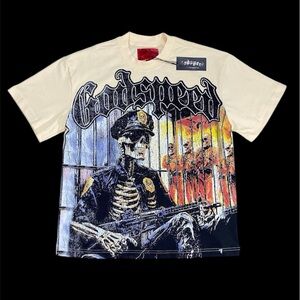 Godspeed “Free My Gang” Skeleton Graphic Tee Size L Limited 412/555 NWT